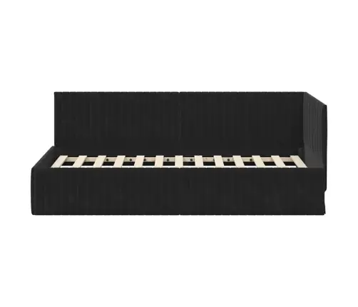 Stūra Gultas Rāmis Ar Galvas Klāju Melna 90 X 200 Cm Samts Vidaxl