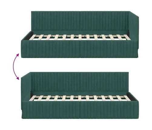 Kampinė Lovos Konstrukcija Tamsiai Žalia 100 X 200 Cm Aksomas