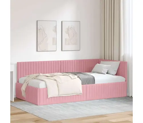 Kampinė Lovos Konstrukcija Rožinė 100 X 200 Cm Aksomas