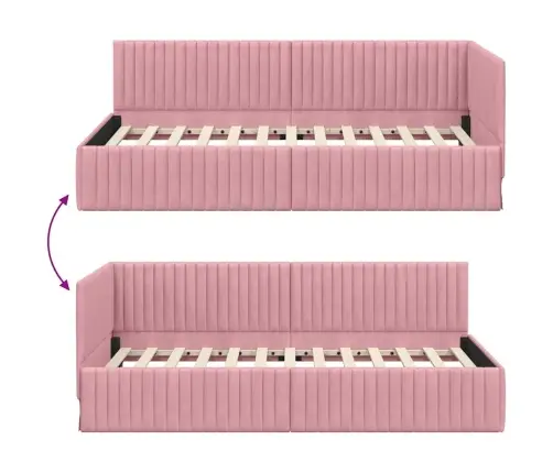 Kampinė Lovos Konstrukcija Rožinė 100 X 200 Cm Aksomas