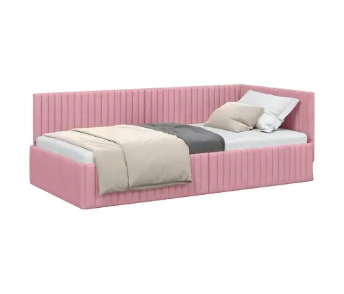 Kampinė Lovos Konstrukcija Rožinė 100 X 200 Cm Aksomas