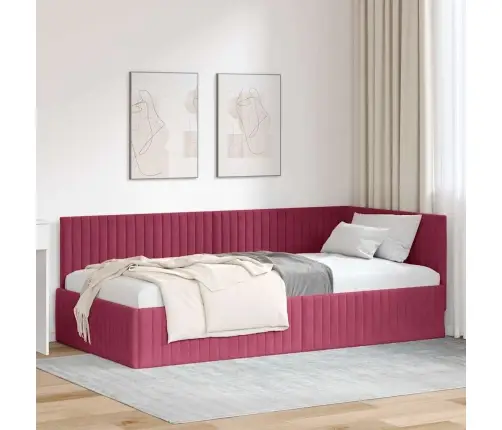 Stūra Gultas Rāmis Vīnsarkans 100 X 200 Cm Samts Vidaxl