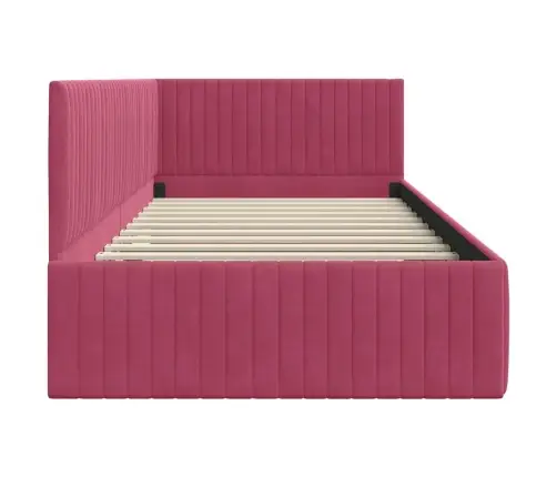 Stūra Gultas Rāmis Vīnsarkans 100 X 200 Cm Samts Vidaxl