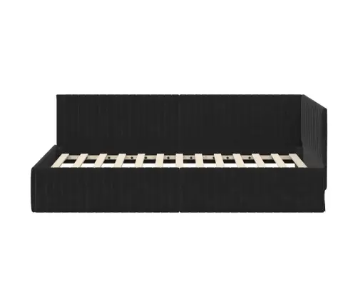 Stūra Gultas Rāmis Ar Galvas Klāju Melna 100 X 200 Cm Samts Vidaxl