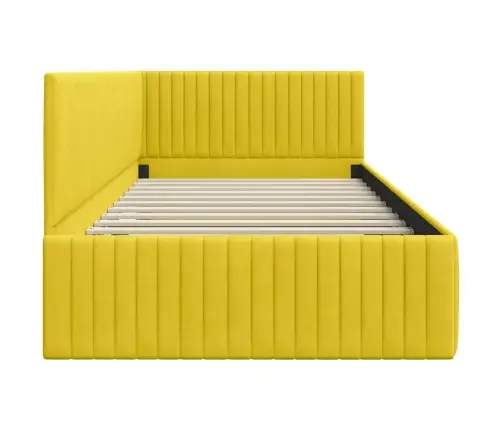 Stūra Gultas Rāmis Ar Galvas Klāju Dzeltena 100 X 200 Cm Samts Vidaxl