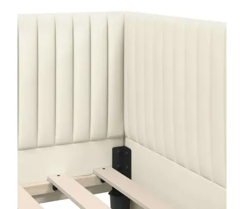 Stūra Gultas Rāmis Ar Galvas Klāju Krēmkrāsa 100 X 200 Cm Samts Vidaxl