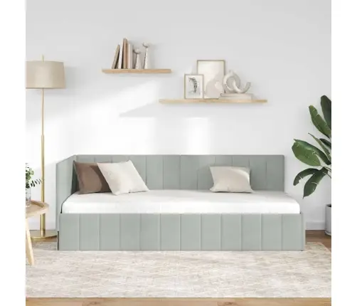 Kampinė Lovos Konstrukcija Šviesiai Pilka 80 X 200 Cm Aksomas