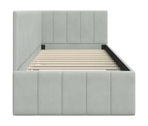 Kampinė Lovos Konstrukcija Šviesiai Pilka 80 X 200 Cm Aksomas