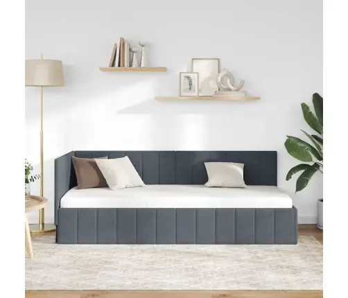 Stūra Gultas Rāmis Tumši Pelēka 80 X 200 Cm Samts Vidaxl