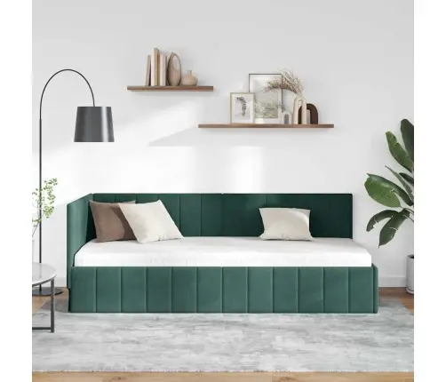 Kampinė Lovos Konstrukcija Tamsiai Žalia 80 Cm X 200 Cm Aksomas