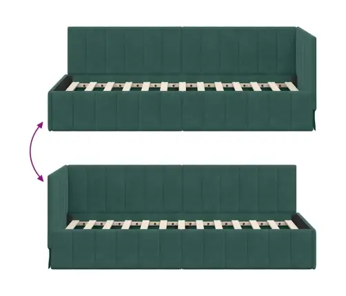 Kampinė Lovos Konstrukcija Tamsiai Žalia 80 Cm X 200 Cm Aksomas