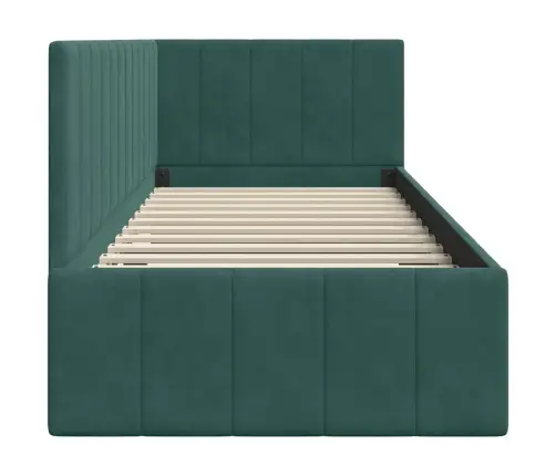 Kampinė Lovos Konstrukcija Tamsiai Žalia 80 Cm X 200 Cm Aksomas