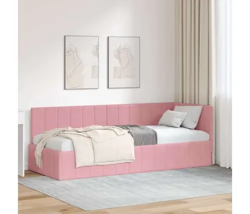 Kampinė Lovos Konstrukcija Rožinė 80 Cm X 200 Cm Aksomas