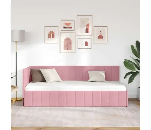 Kampinė Lovos Konstrukcija Rožinė 80 Cm X 200 Cm Aksomas