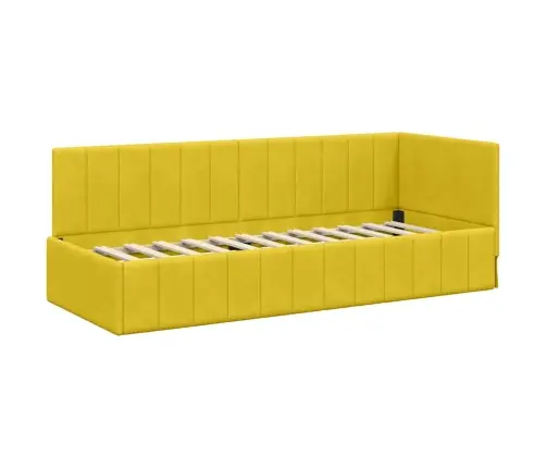 Stūra Gultas Rāmis Ar Galvas Klāju Dzeltena 80 X 200 Cm Samts Vidaxl