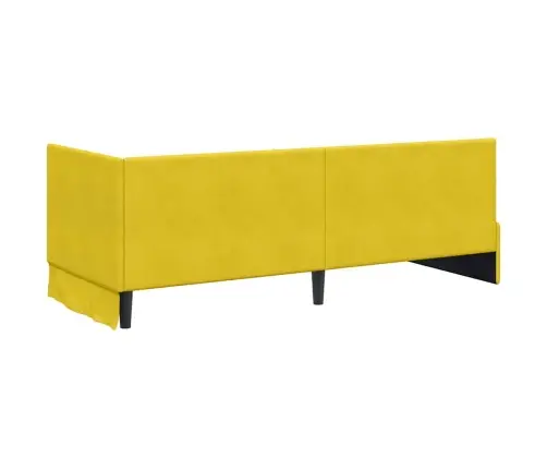 Stūra Gultas Rāmis Ar Galvas Klāju Dzeltena 80 X 200 Cm Samts Vidaxl