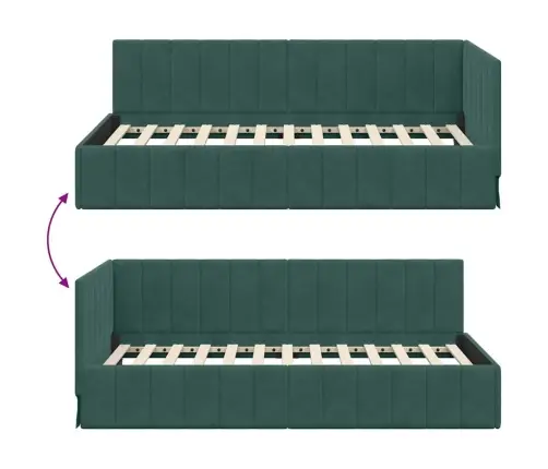 Kampinė Lovos Konstrukcija Tamsiai Žalia 90 Cm X 190 Cm Aksomas