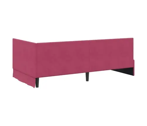 Stūra Gultas Rāmis Ar Galvas Klāju Vīnsarkans 90 X 200 Cm Samts Vidaxl