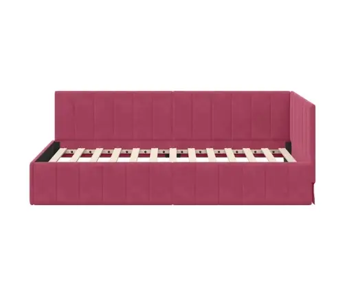 Stūra Gultas Rāmis Ar Galvas Klāju Vīnsarkans 90 X 200 Cm Samts Vidaxl