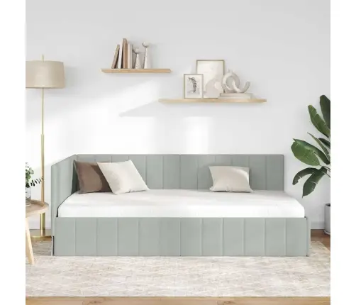 Stūra Gultas Rāmis Gaiši Pelēka 100 X 200 Cm Samts Vidaxl