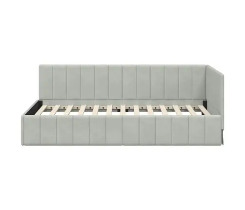 Stūra Gultas Rāmis Gaiši Pelēka 100 X 200 Cm Samts Vidaxl