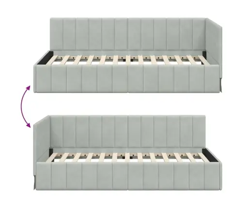 Stūra Gultas Rāmis Gaiši Pelēka 100 X 200 Cm Samts Vidaxl