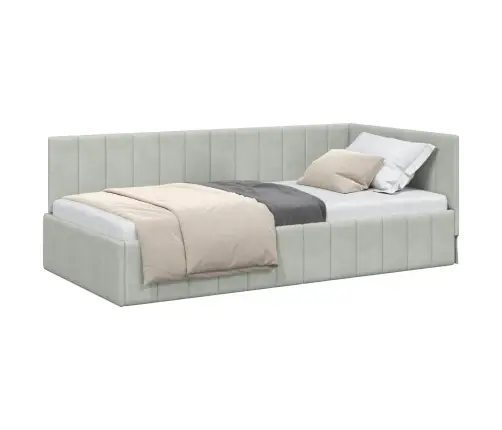 Stūra Gultas Rāmis Gaiši Pelēka 100 X 200 Cm Samts Vidaxl