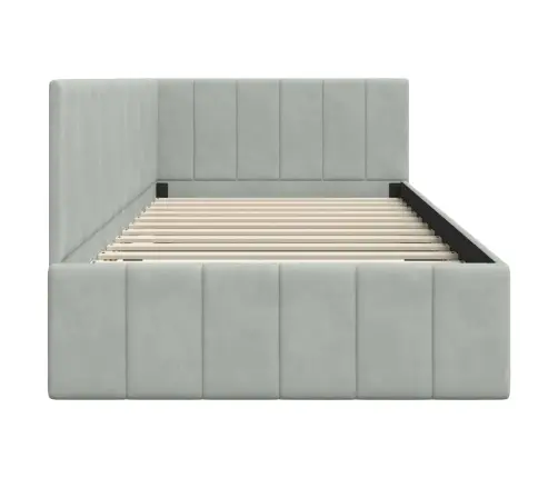 Stūra Gultas Rāmis Gaiši Pelēka 100 X 200 Cm Samts Vidaxl