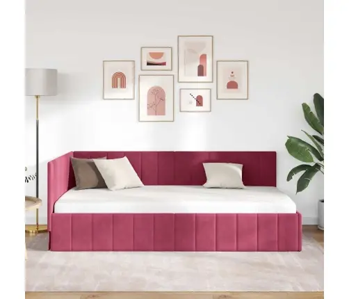 Stūra Gultas Rāmis Vīnsarkans 100 X 200 Cm Samts Vidaxl