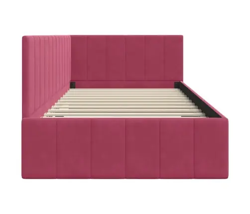 Stūra Gultas Rāmis Vīnsarkans 100 X 200 Cm Samts Vidaxl