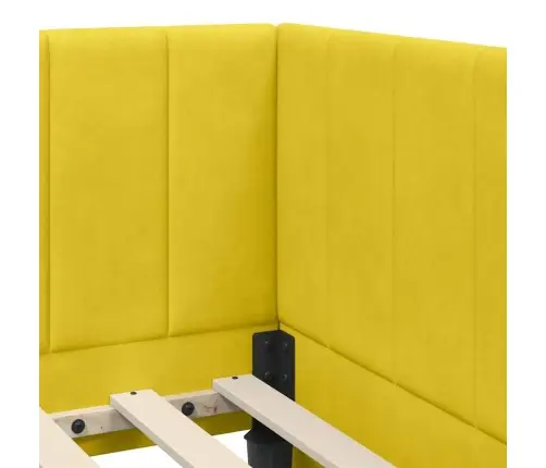 Stūra Gultas Rāmis Ar Galvas Klāju Dzeltena 100 X 200 Cm Samts Vidaxl