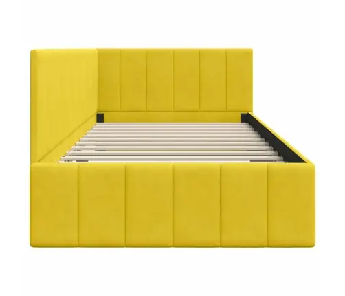 Stūra Gultas Rāmis Ar Galvas Klāju Dzeltena 100 X 200 Cm Samts Vidaxl