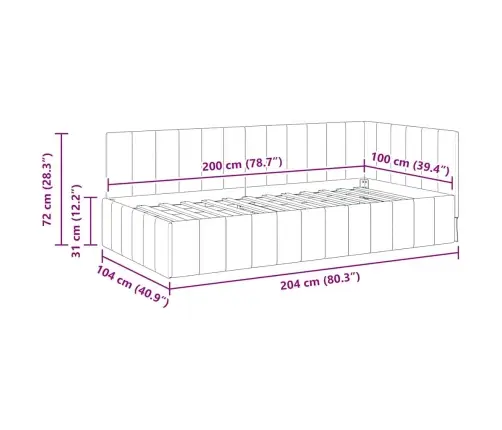 Stūra Gultas Rāmis Ar Galvas Klāju Dzeltena 100 X 200 Cm Samts Vidaxl