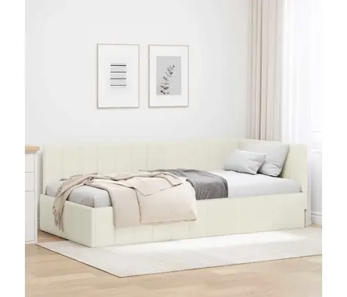 Kampinė Lovos Konstrukcija Kreminė 100 Cm X 200 Cm Aksomas