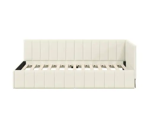 Kampinė Lovos Konstrukcija Kreminė 100 Cm X 200 Cm Aksomas