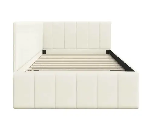 Kampinė Lovos Konstrukcija Kreminė 100 Cm X 200 Cm Aksomas