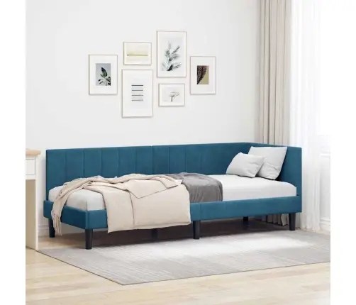 Kampinė Lovos Konstrukcija Mėlyna 80 Cm X 200 Cm Aksomas
