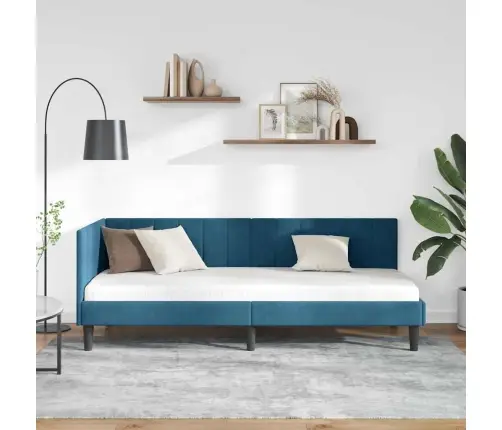 Kampinė Lovos Konstrukcija Mėlyna 80 Cm X 200 Cm Aksomas