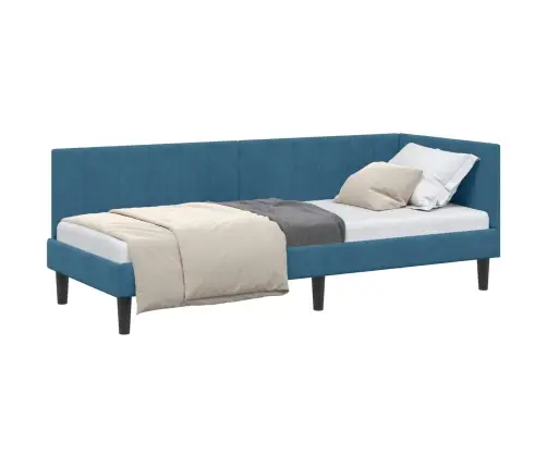 Kampinė Lovos Konstrukcija Mėlyna 80 Cm X 200 Cm Aksomas
