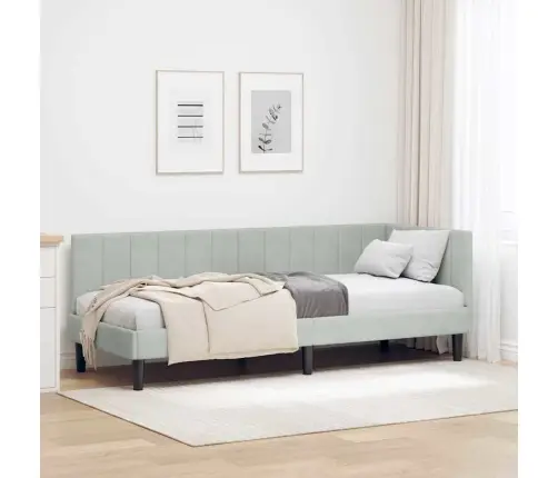 Stūra Gultas Rāmis Gaiši Pelēka 80 X 200 Cm Samts Vidaxl