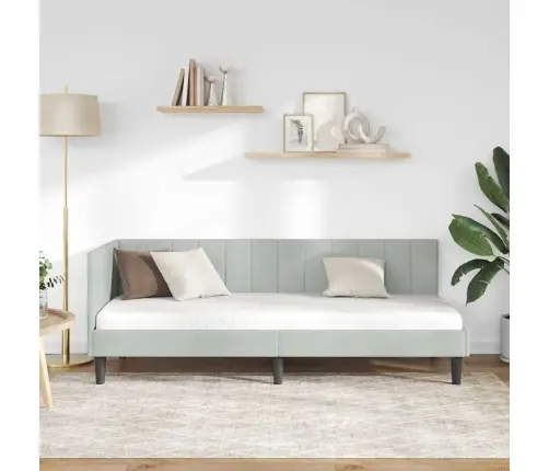 Stūra Gultas Rāmis Gaiši Pelēka 80 X 200 Cm Samts Vidaxl