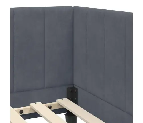 Kampinė Lovos Konstrukcija Tamsiai Pilka 80 Cm X 200 Cm Aksomas