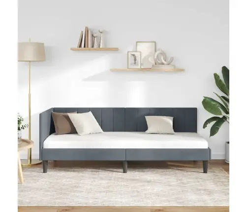 Kampinė Lovos Konstrukcija Tamsiai Pilka 80 Cm X 200 Cm Aksomas