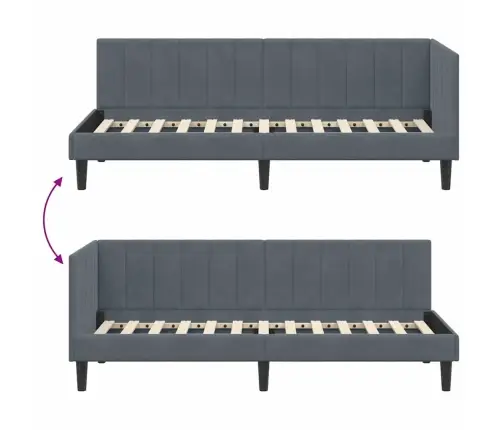 Kampinė Lovos Konstrukcija Tamsiai Pilka 80 Cm X 200 Cm Aksomas