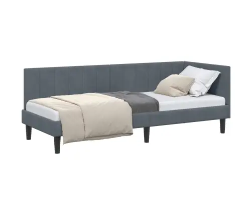Kampinė Lovos Konstrukcija Tamsiai Pilka 80 Cm X 200 Cm Aksomas