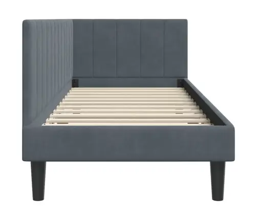 Kampinė Lovos Konstrukcija Tamsiai Pilka 80 Cm X 200 Cm Aksomas