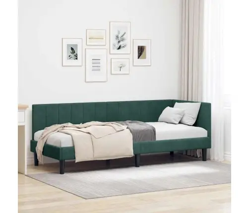 Kampinė Lovos Konstrukcija Tamsiai Žalia 80 Cm X 200 Cm Aksomas