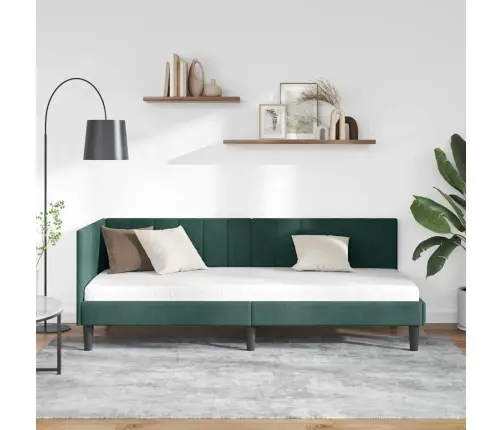 Kampinė Lovos Konstrukcija Tamsiai Žalia 80 Cm X 200 Cm Aksomas