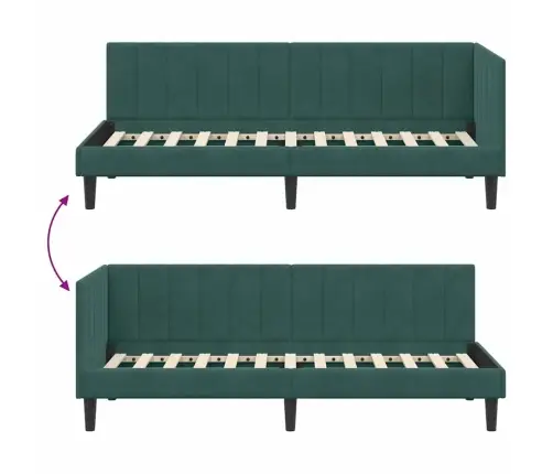 Kampinė Lovos Konstrukcija Tamsiai Žalia 80 Cm X 200 Cm Aksomas