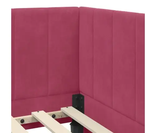 Stūra Gultas Rāmis Ar Galvas Klāju Vīnsarkans 90 X 190 Cm Samts Vidaxl